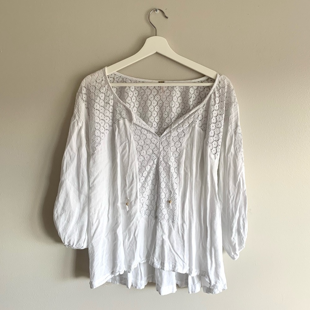 Free People White Eyelet Detail Tunic